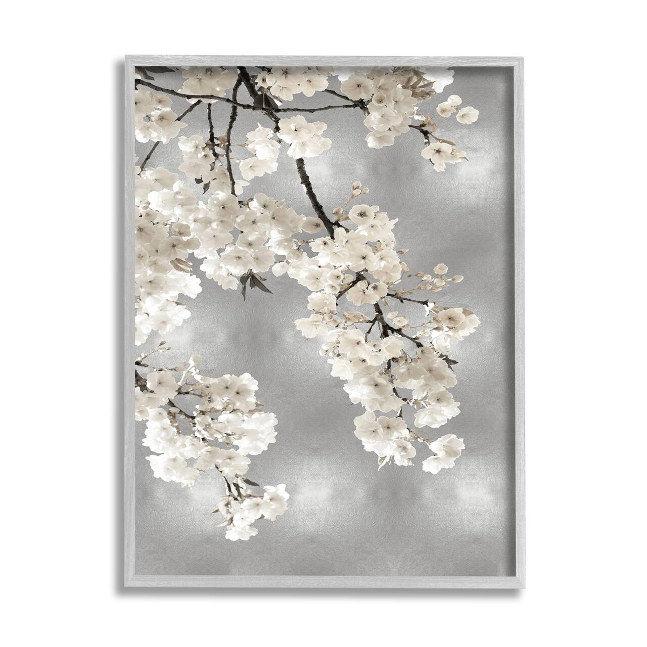 Stupell Industries Spring Blossoms White Flowers Tree Branch in Gray Frame Wall Art